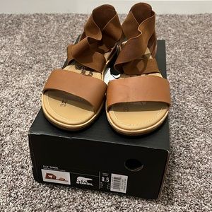 Sorel Ella Sandal - Camel Brown - Size 8.5